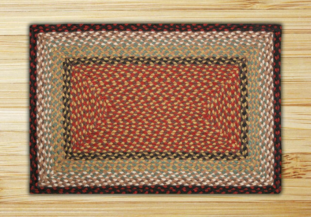 Earth Rugs RC-19 Burgundy / Mustard Rectangle Braided Rug 2 Feet x 8 Feet